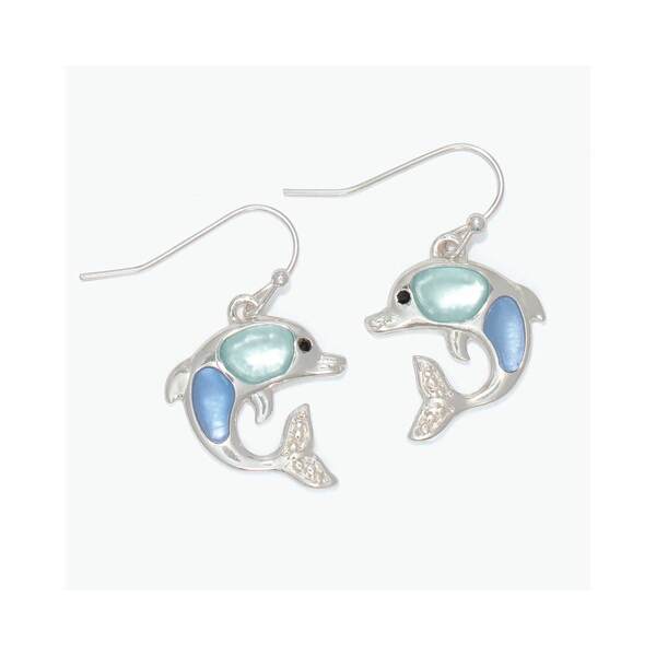 Item 418460 Teal Ceramic Fish With Pearls Earrings