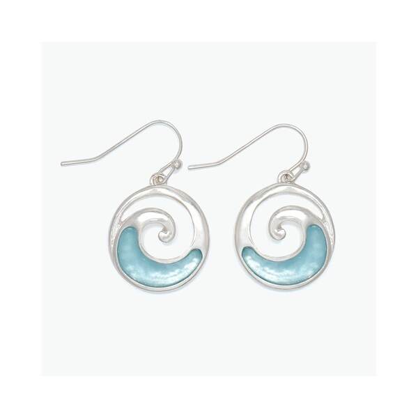 Item 418490 Silver Wave With Aqua Inlay Earrings