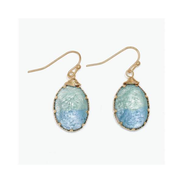 Item 418496 Ocean Blue Drops In Gold Earrings