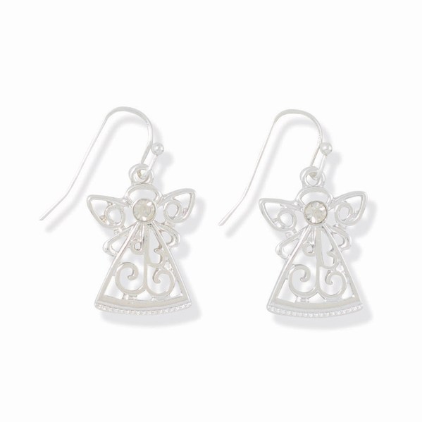 Item 418527 Silver Angel With Crystals Earrings
