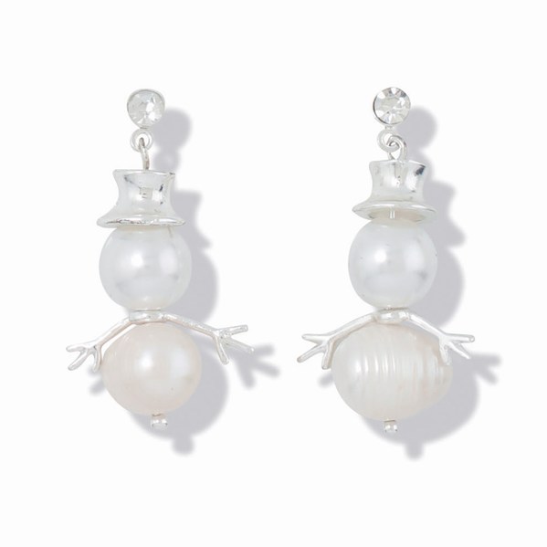 Item 418528 Pearl Snowman Earrings