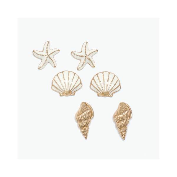 Item 418532 Trio Gold And White Enamel Earrings