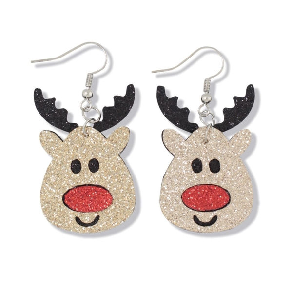Item 418586 Glitter Rudolph Reindeer Earrings