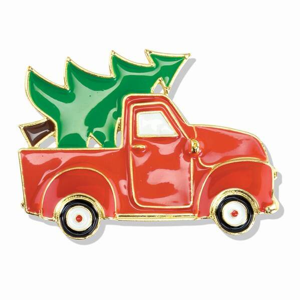 Item 418613 Vintage Red Truck With Tree Pin