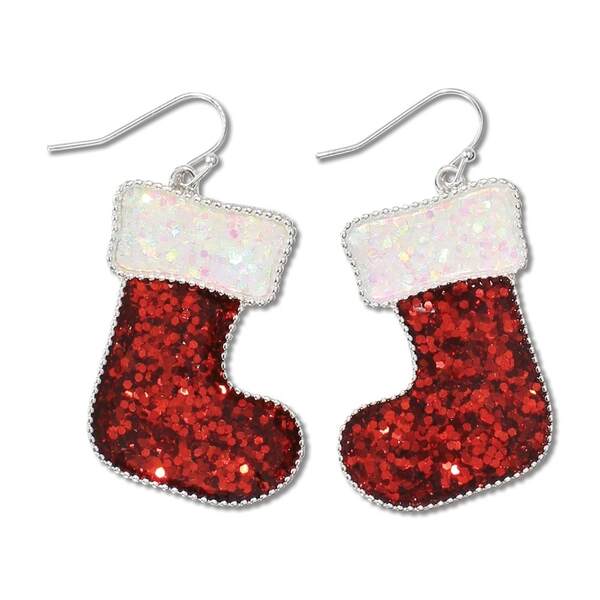 Red Glitter Stockings Earrings - Item 418673 | The Christmas Mouse