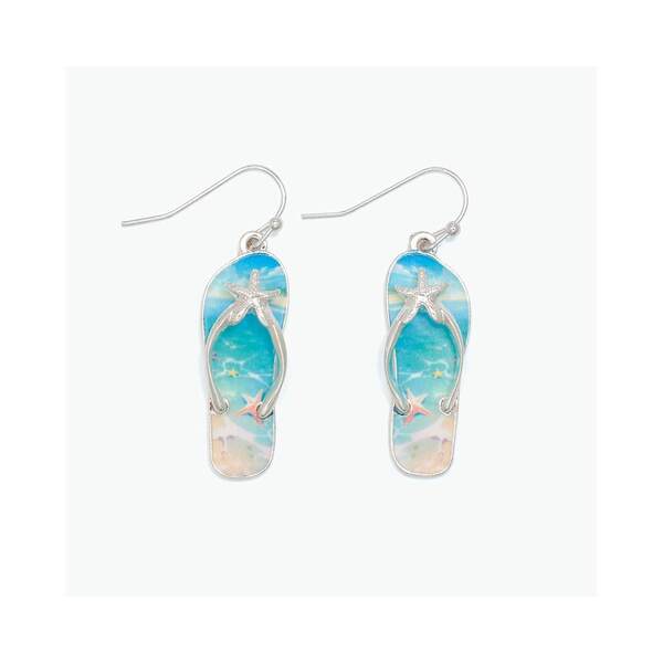 Item 418885 Flip Flops With Beach Scene Earrings