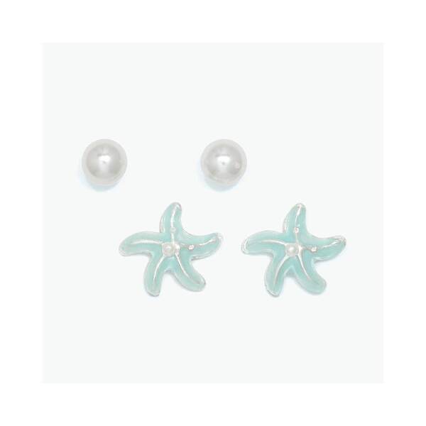 Item 418886 Duo Pearl And Aqua Starfish Earrings