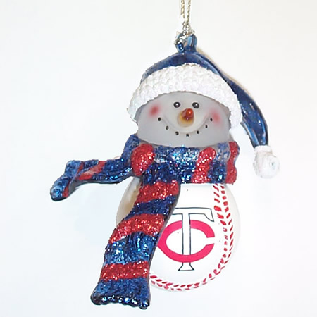 Item 420335 Minnesota Twins Baseball Snowman Ornament