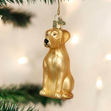 Yellow Labrador Retriever Ornament Coastal Shell Ornament Hand Painted Retriever Christmas Ornament Dog Christmas Ornament
