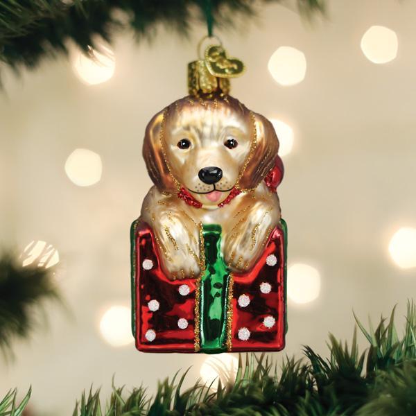 Item 425085 Golden Puppy Surprise Ornament