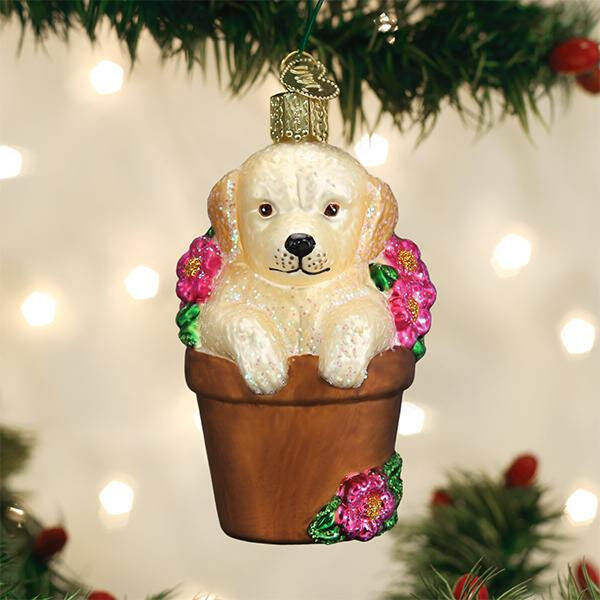 Item 425103 Puppy In Flower Pot Ornament