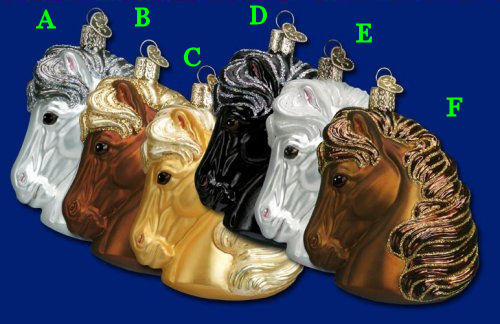 Item 425117 White/Brown/Yellow/Black Horse Head Ornament