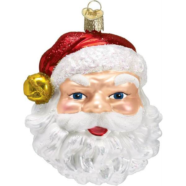 Item 425213 Santa Head With Jingle Bell Hat Ornament