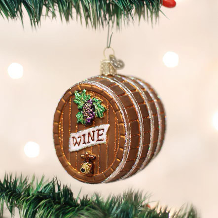I Believe in Wine Santa on Barrel Christmas Tree Ornament Holiday Decoration New 