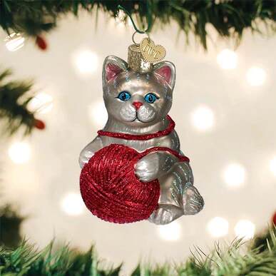 Item 426360 Grey Playful Kitten Ornament