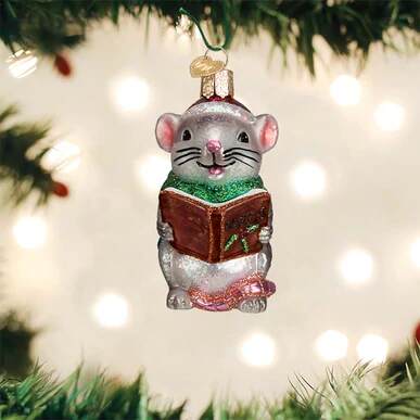 Item 426362 Grey Caroling Mouse Ornament