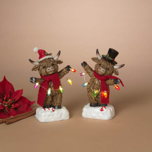 Item 431074 Lighted Holiday Highland Cow Figure