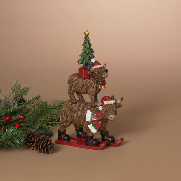Item 431166 Holiday Stacking Highland Cows Figure