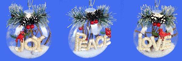 Item 431241 Clear Joy/Peace/Love Disc Ornament