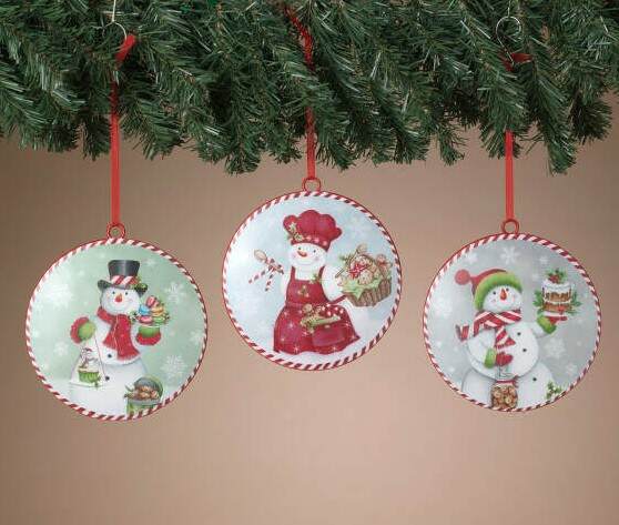 Item 431314 Metal Holiday Snowman Design Ornament