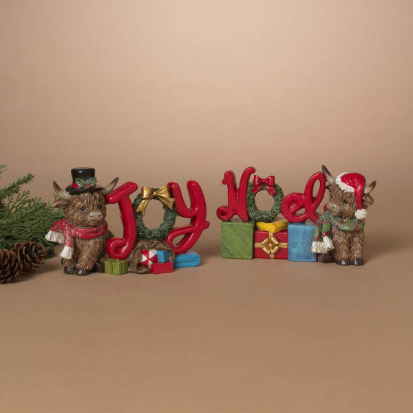 Item 431317 Highland Cow With Sign Figure
