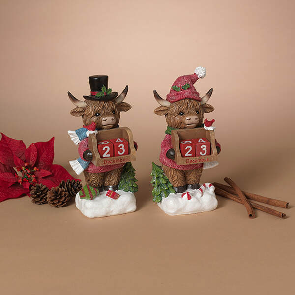 Item 431495 Holiday Highland Cow With Countdown Calendar