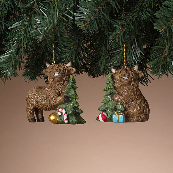 Item 431496 Holiday Highland Cow Ornament