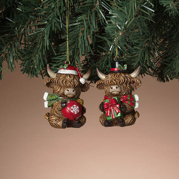 Item 431505 Holiday Highland Cow Ornament