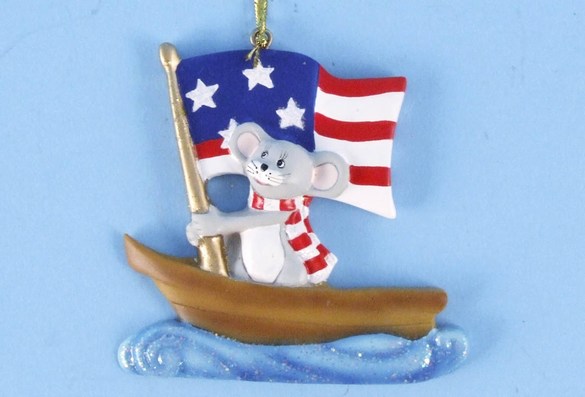 Item 436862 Christmas Mouse Sailing Flag Ornament