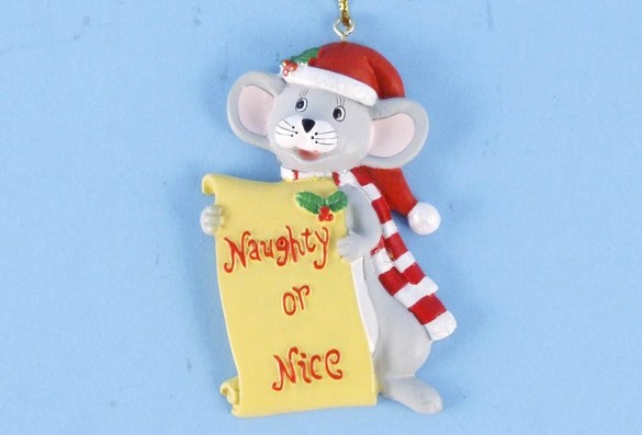 Item 436865 Christmas Mouse With Naughty or Nice List Ornament