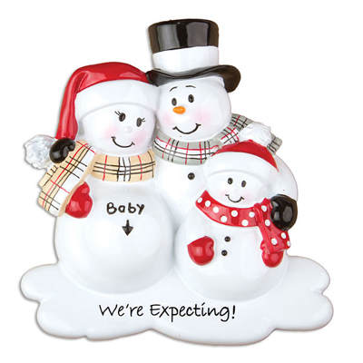 Item 459155 We're Expecting With One Child Snowfamily Ornament