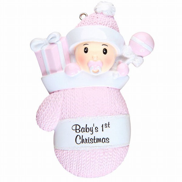 Item 459181 Baby's First Christmas Girl Mitten Ornament