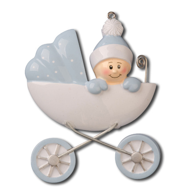 Item 459213 Blue Baby In Carriage Ornament