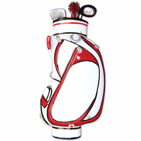 Item 459228 Red & White Golf Bag With Clubs Ornament