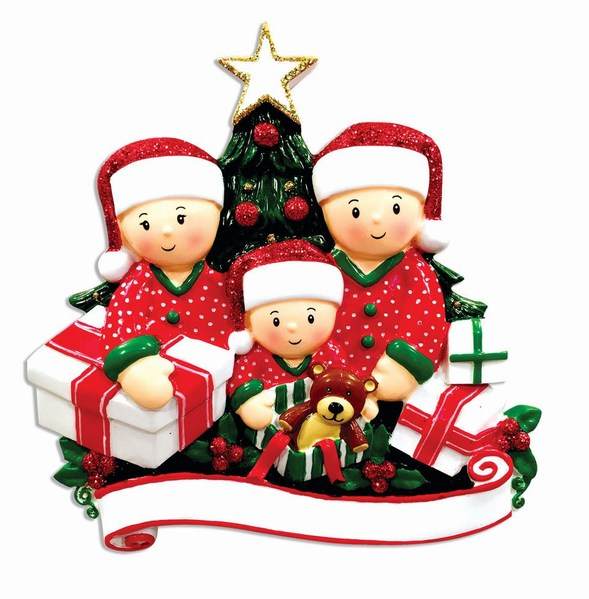 Item 459266 Family of 3 Opening Presents Ornament