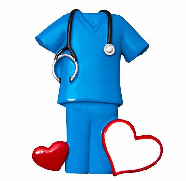 Item 459388 Blue Scrubs With Heart Ornament