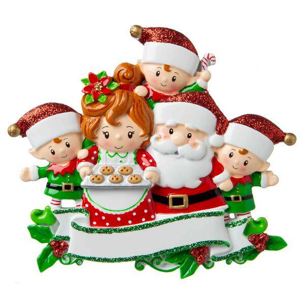 Item 459420 Santa & Mrs. Claus With 3 Children Ornament