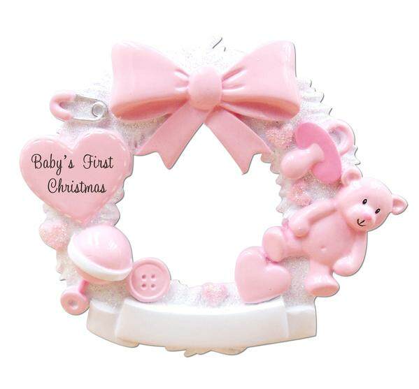 Item 459469 Girl Baby's First Wreath Ornament