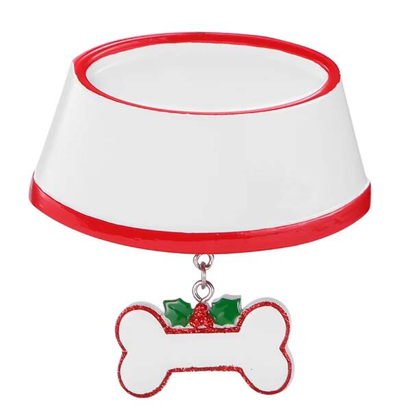 Item 459686 Dog Bowl With Dangling Holiday Bone Ornament