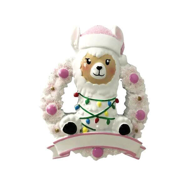 Item 459721 Baby Girl Llama Pink Ornament