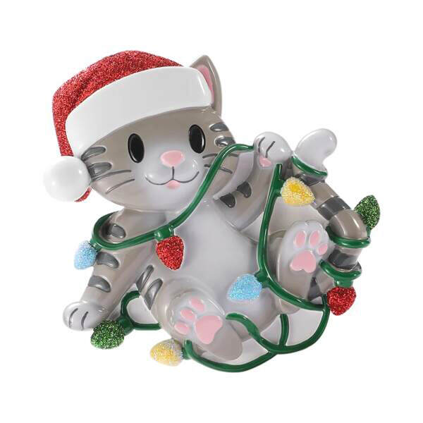 Item 459823 Cat Tangled In Lights Ornament