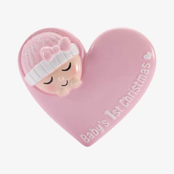 Item 459842 Cute Baby With Cap In Heart Pink Ornament