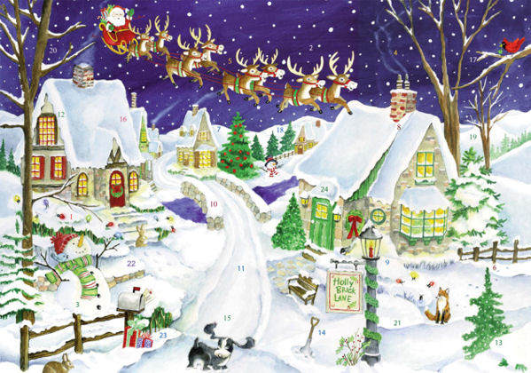 Item 473081 Eight Tiny Reindeer Flying Over Town Advent Calendar