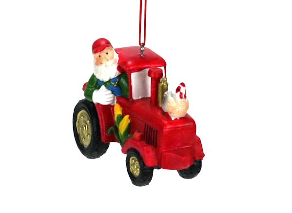 Item 483049 Santa Driving Tractor Ornament
