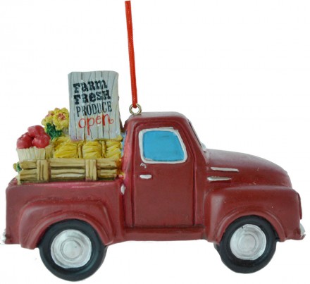Item 483285 Red Farm Truck Ornament
