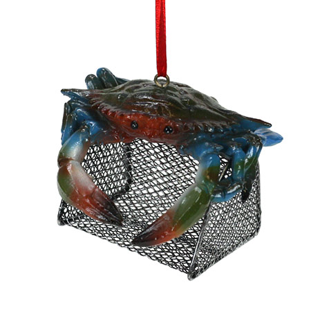 Item 483352 Blue Crab With Cage Ornament