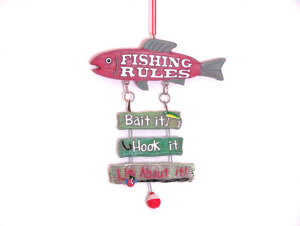 Item 483593 Fishing Rules Sign Ornament