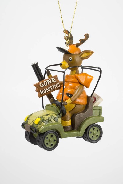 Item 483832 Gone Hunting Deer In Cart Ornament