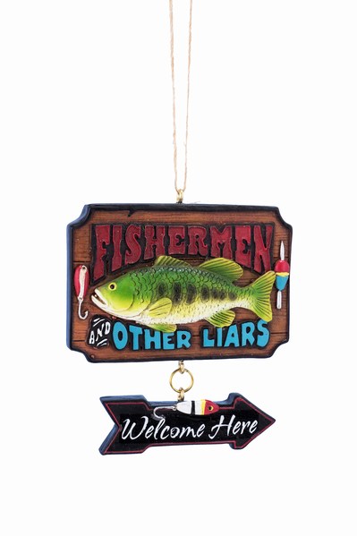 Item 484028 Fishermen and Other Liars Welcome Here Ornament