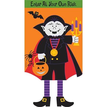 Item 491204 Dracula Enter At Your Own Risk Flag With Crazy Dangle Legs